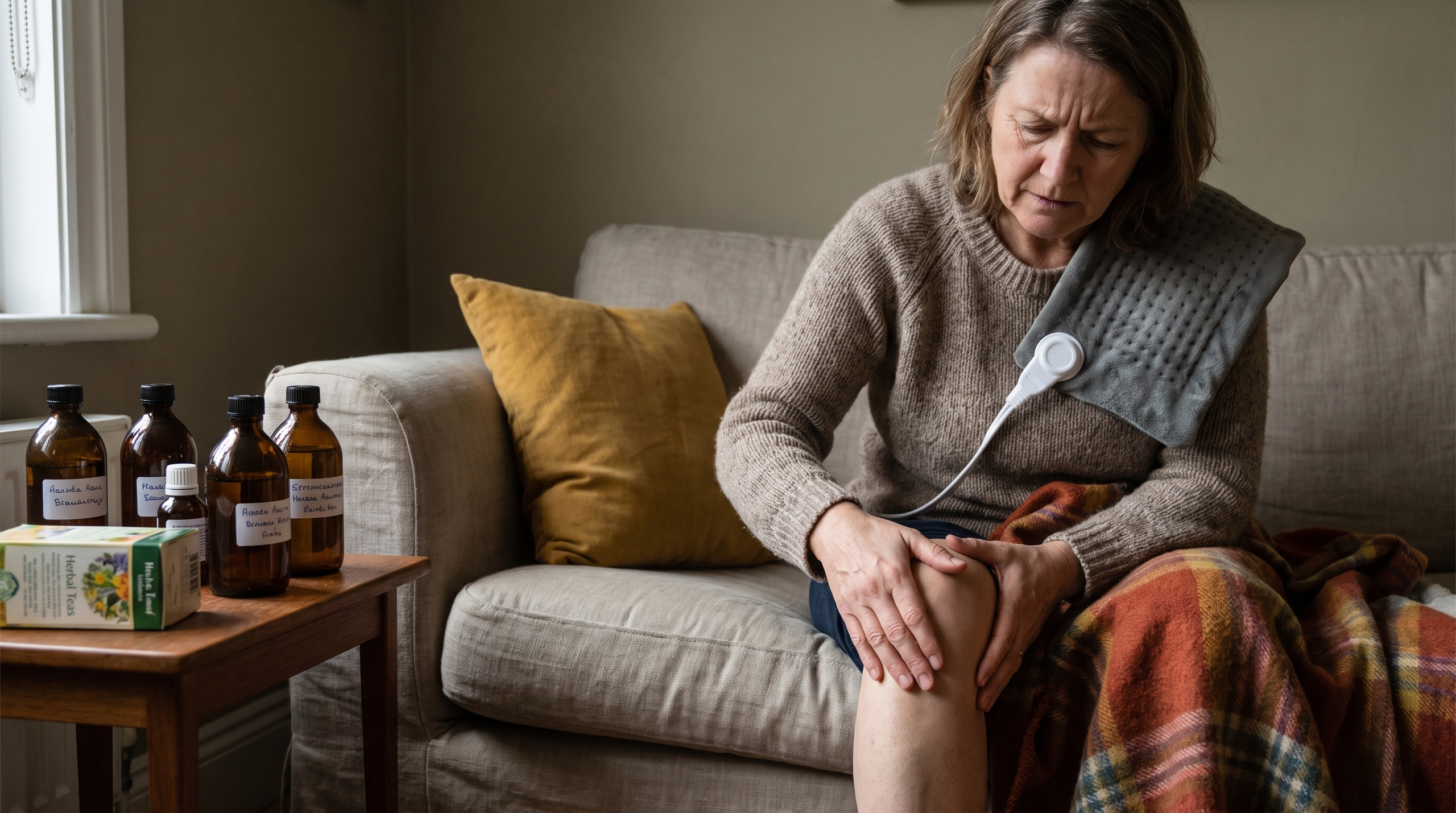 A woman experiencing joint pain during menopause.