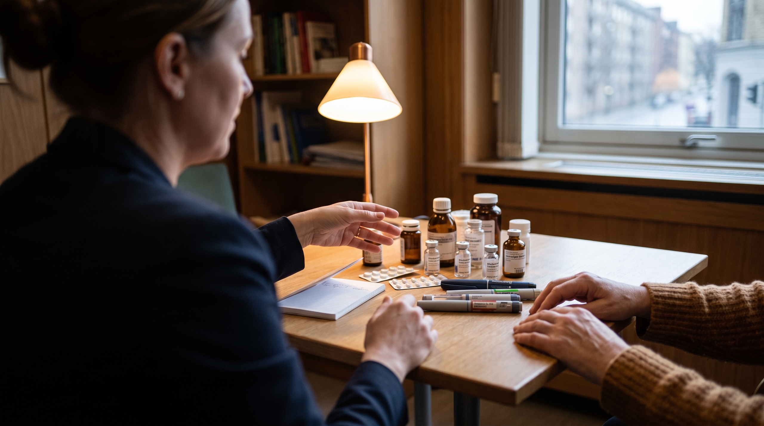 Healthcare professional discussing microdosing GLP-1 with a patient.