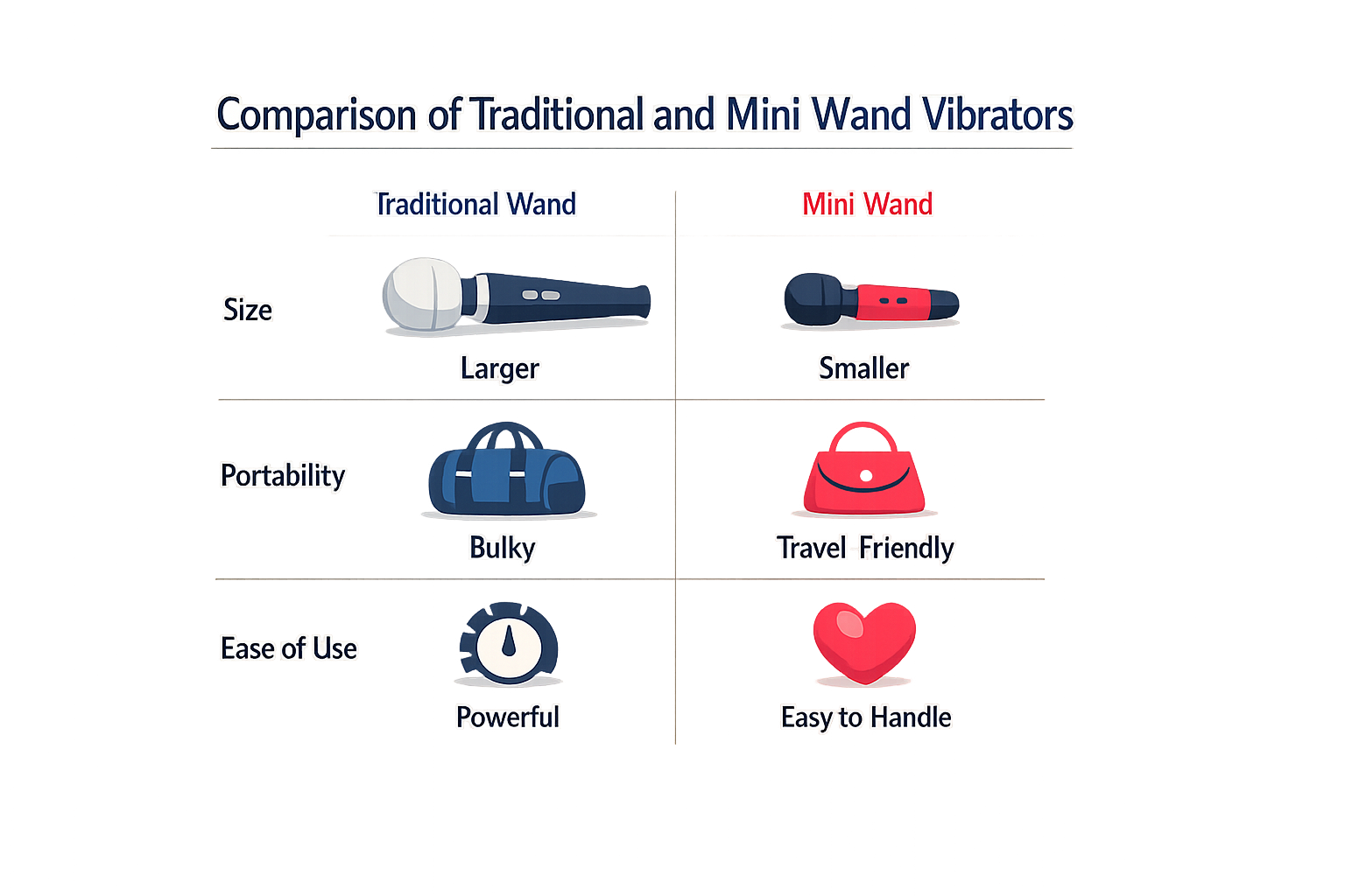 Comparison of traditional and mini wand vibrators