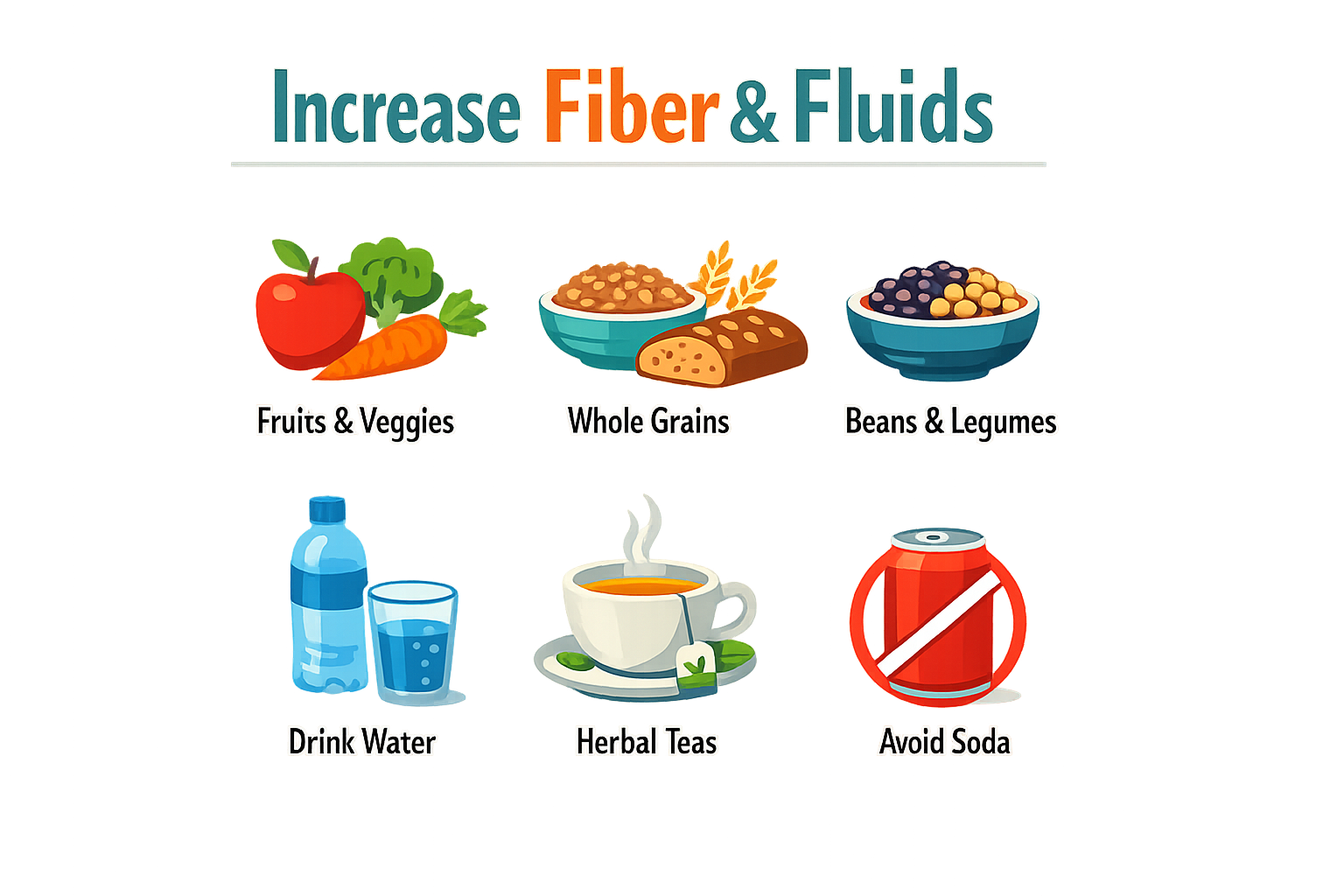 Dietary recommendations for managing constipation including high-fiber foods, hydration strategies, and foods to avoid when taking Mounjaro and constipation becomes a concern.