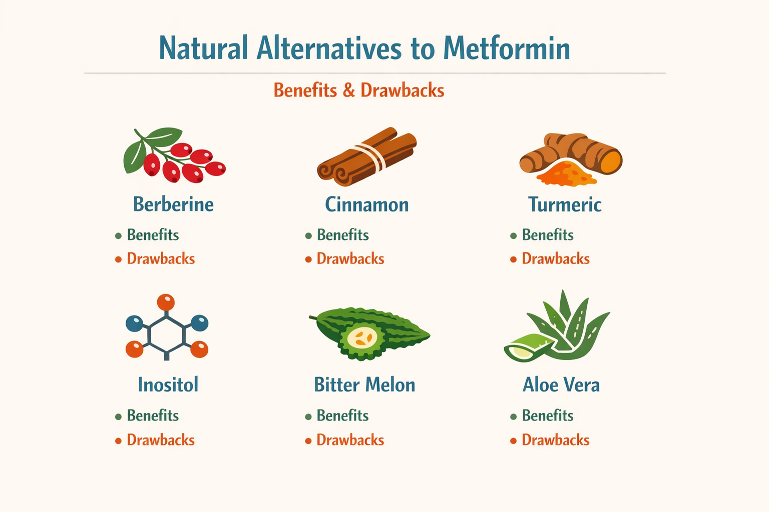 Natural alternatives to Metformin including berberine, cinnamon, and apple cider vinegar