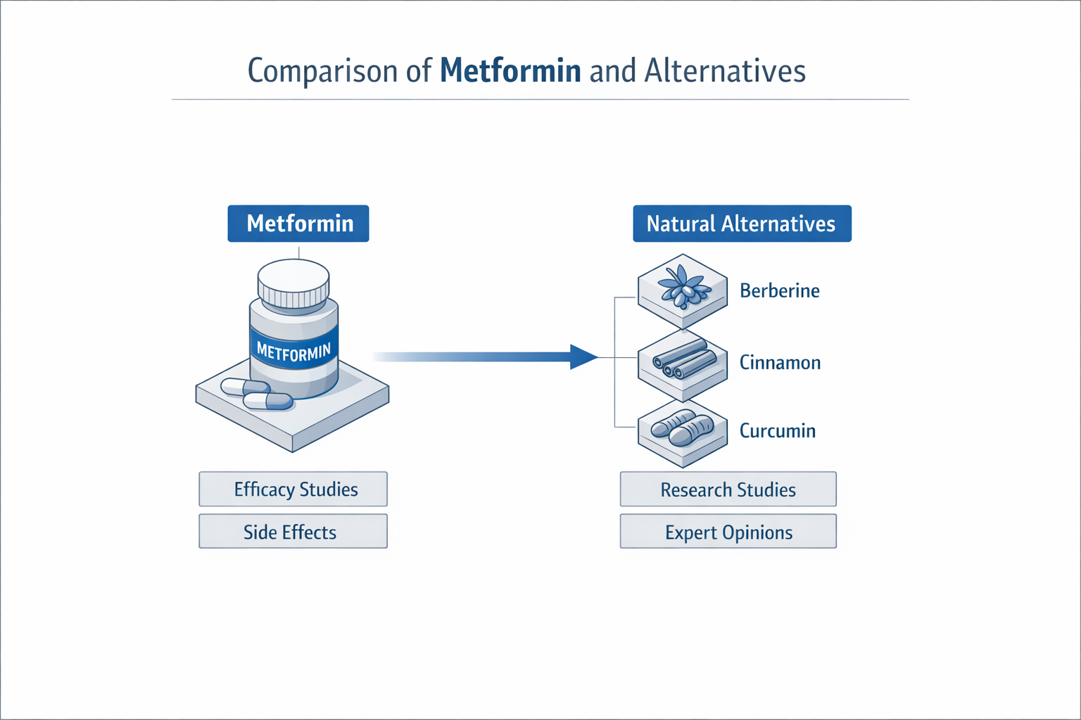 Comparison diagram of Metformin and alternatives