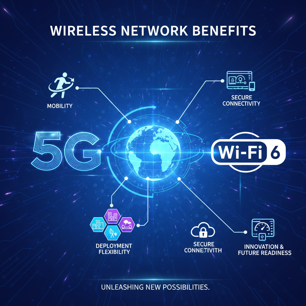Graphic illustrating wireless network advantages for edge AI