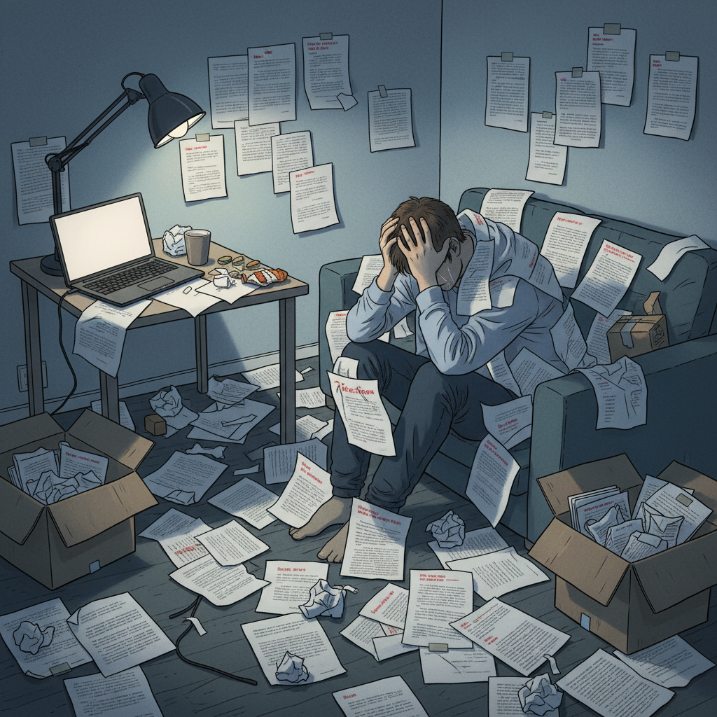Person overwhelmed by job rejections