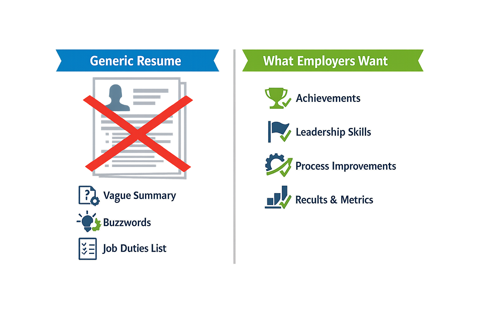 Image depicting generic template failures for resumes