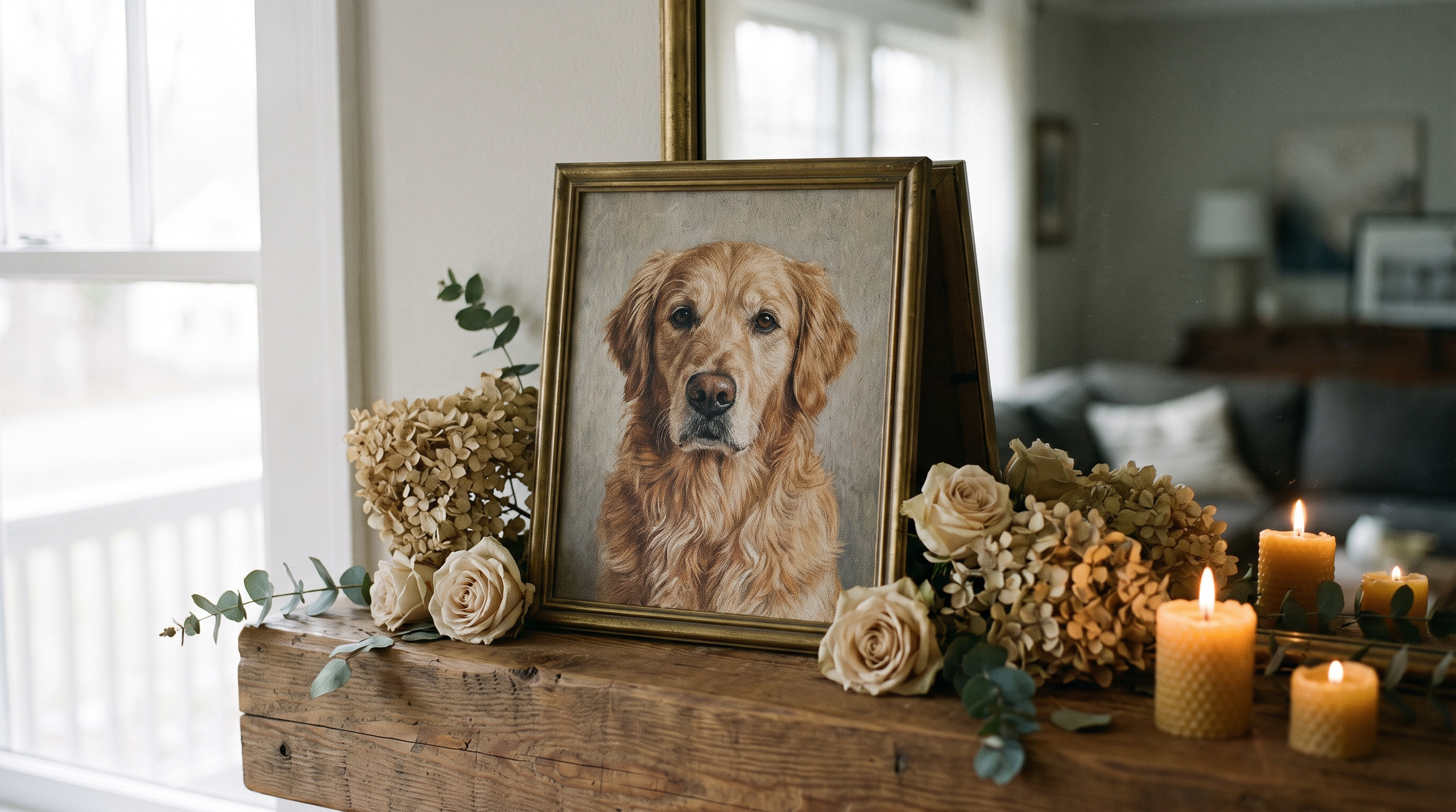 Hero image of a pet memorial portrait