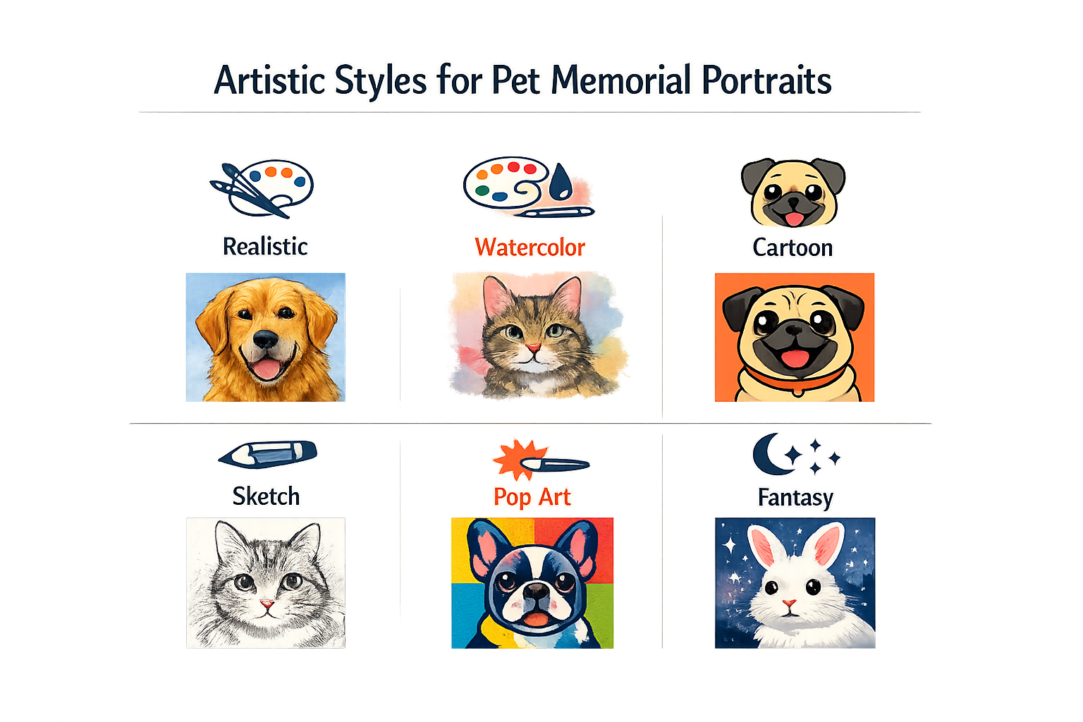 Artistic styles for pet memorial portraits