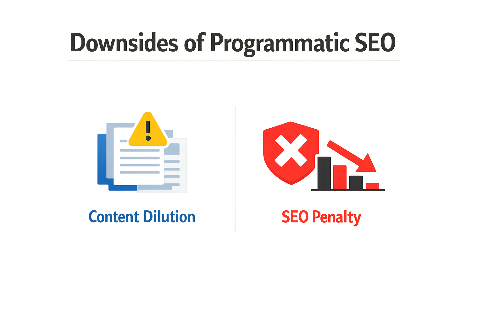 Infographic illustrating potential downsides of programmatic SEO.