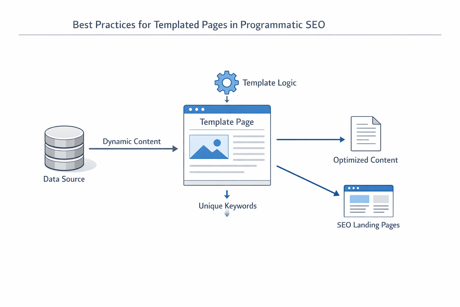 Diagram showing best practices for templated pages in programmatic SEO.