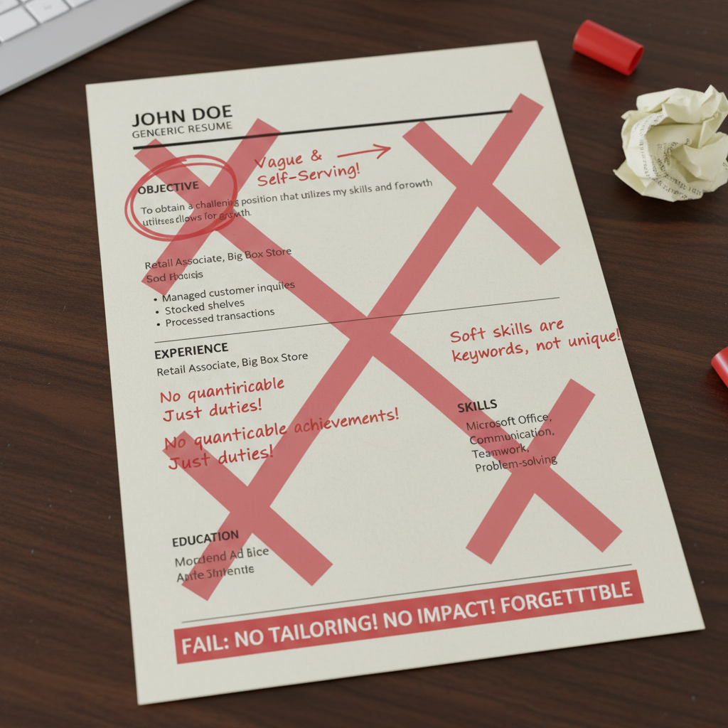 Generic resume with flaws highlighted