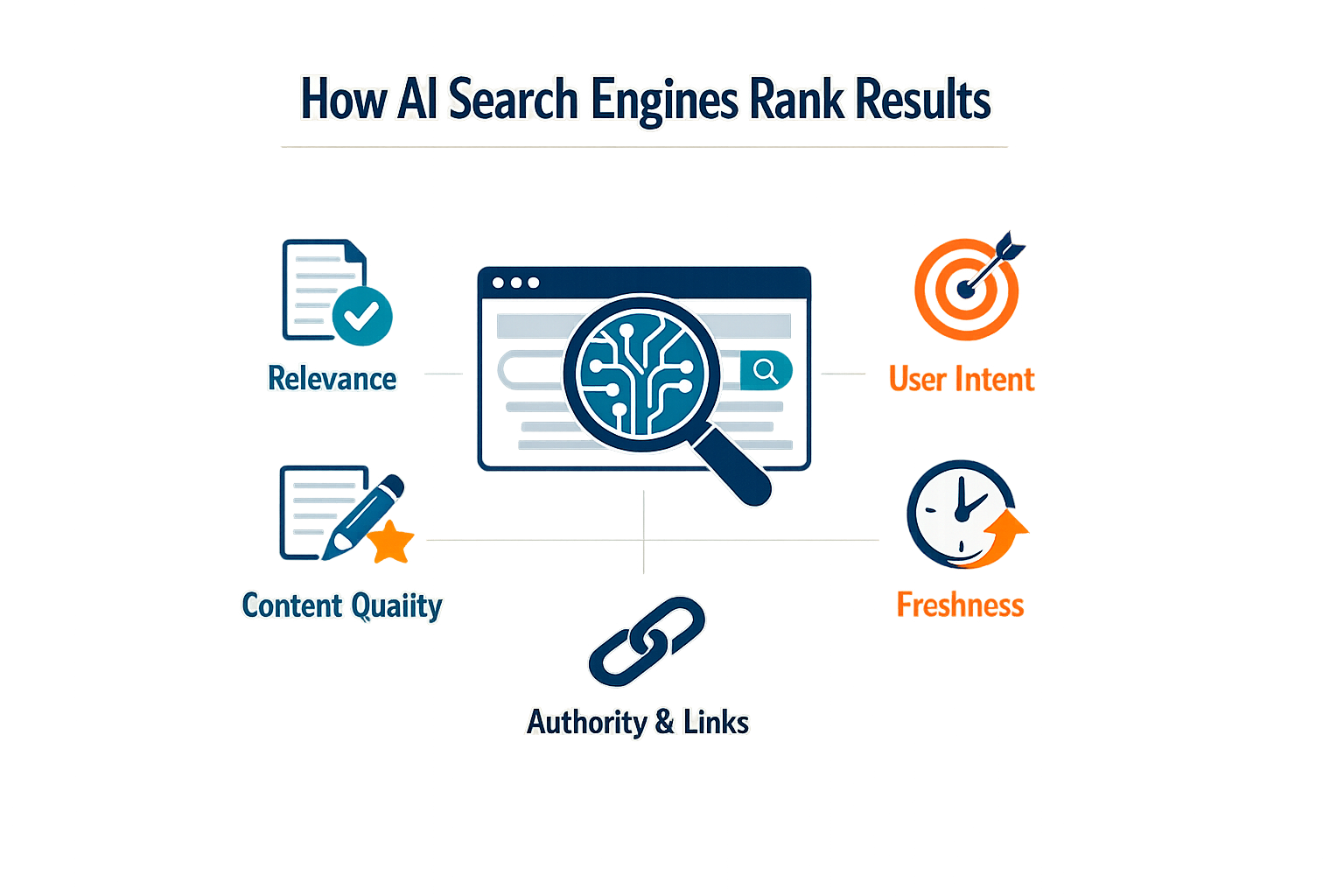 Image illustrating the functioning of AI search engines including Rank in AI optimization concepts.