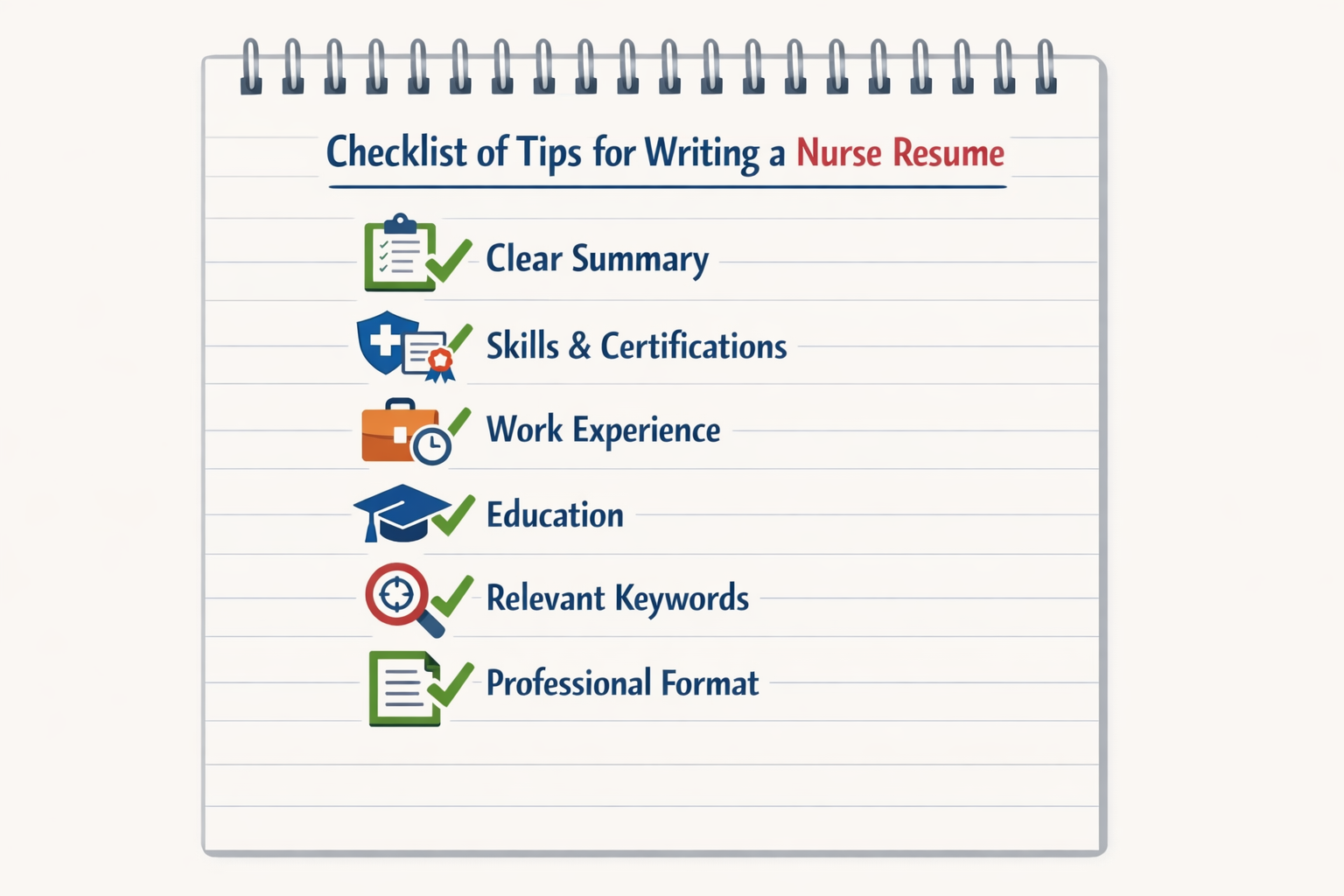 Checklist of tips for writing a nurse resume