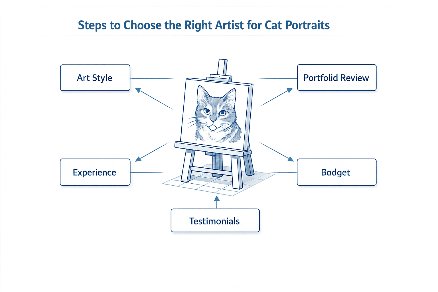 Steps to choose the right artist for cat portraits.