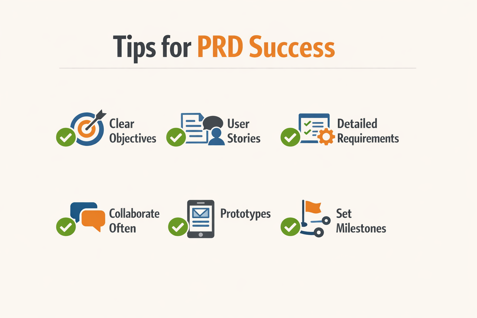 Image with tips for PRD success