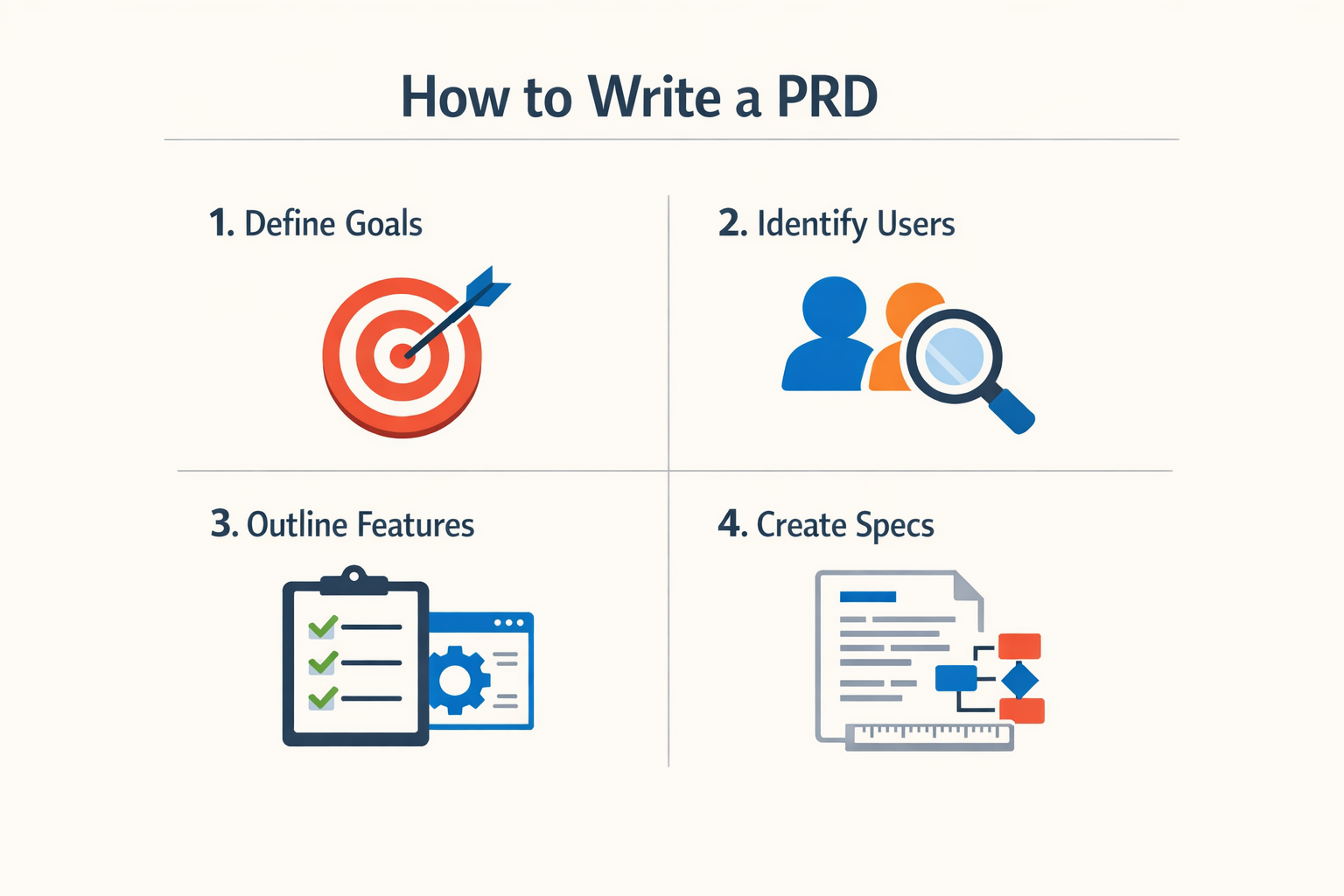 Image providing a guide on writing a PRD