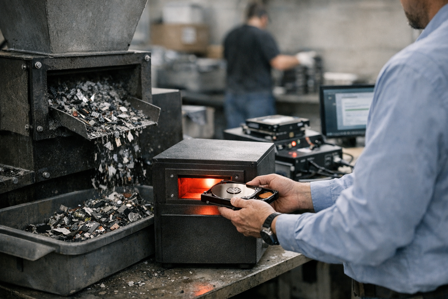 Secure data destruction methods in a professional setting