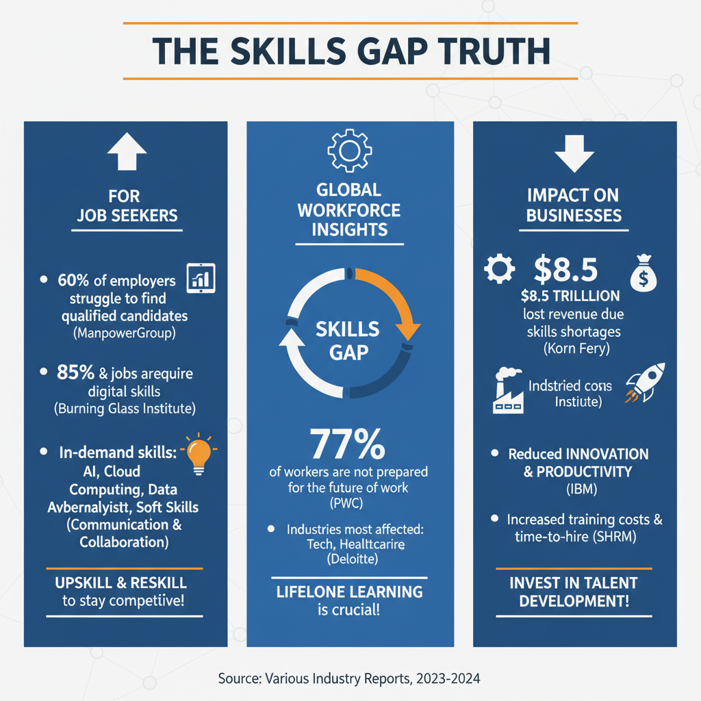 Image detailing the skills gap truth and its implications.
