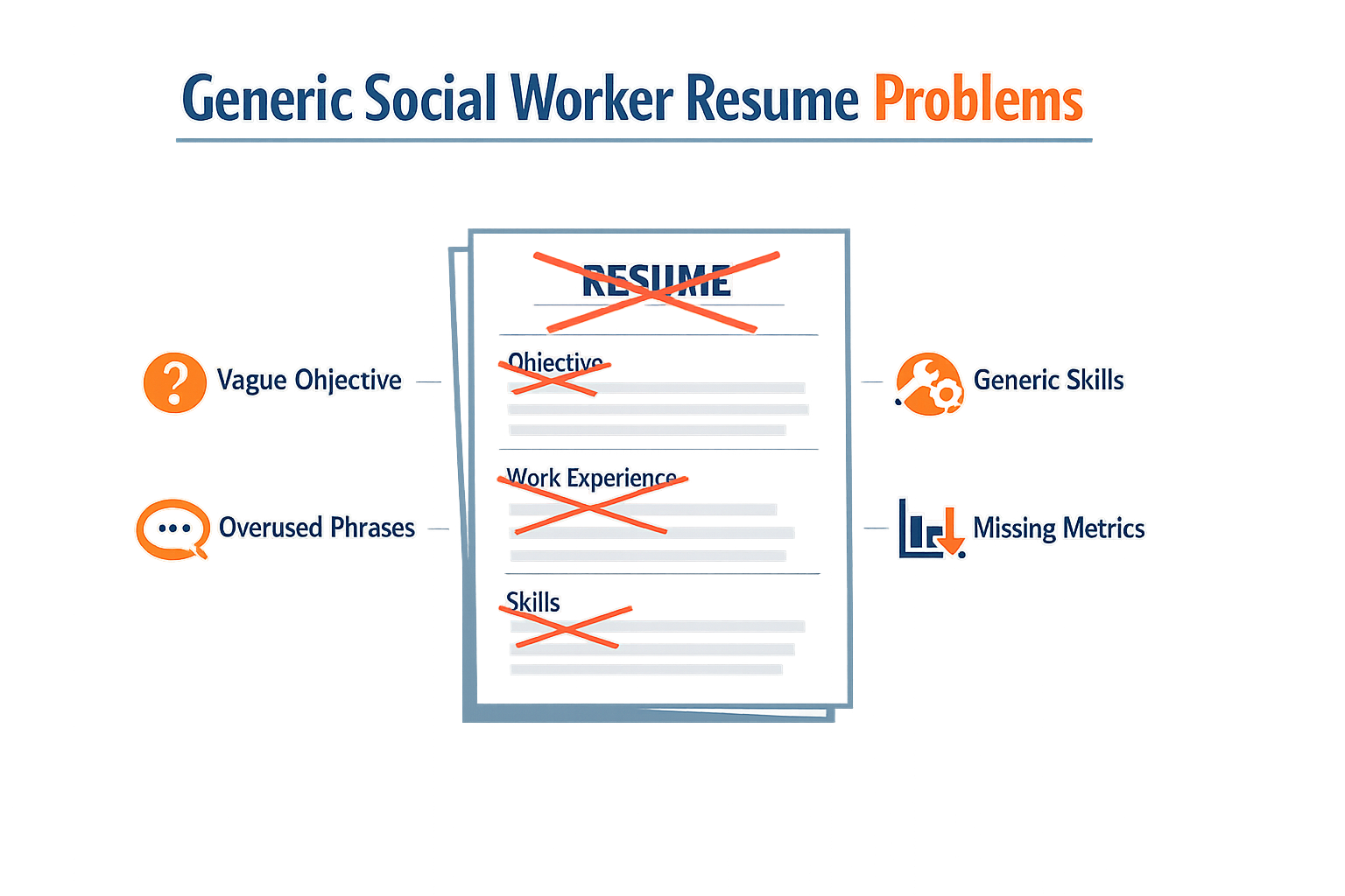 Image illustrating the problems with generic social worker resumes