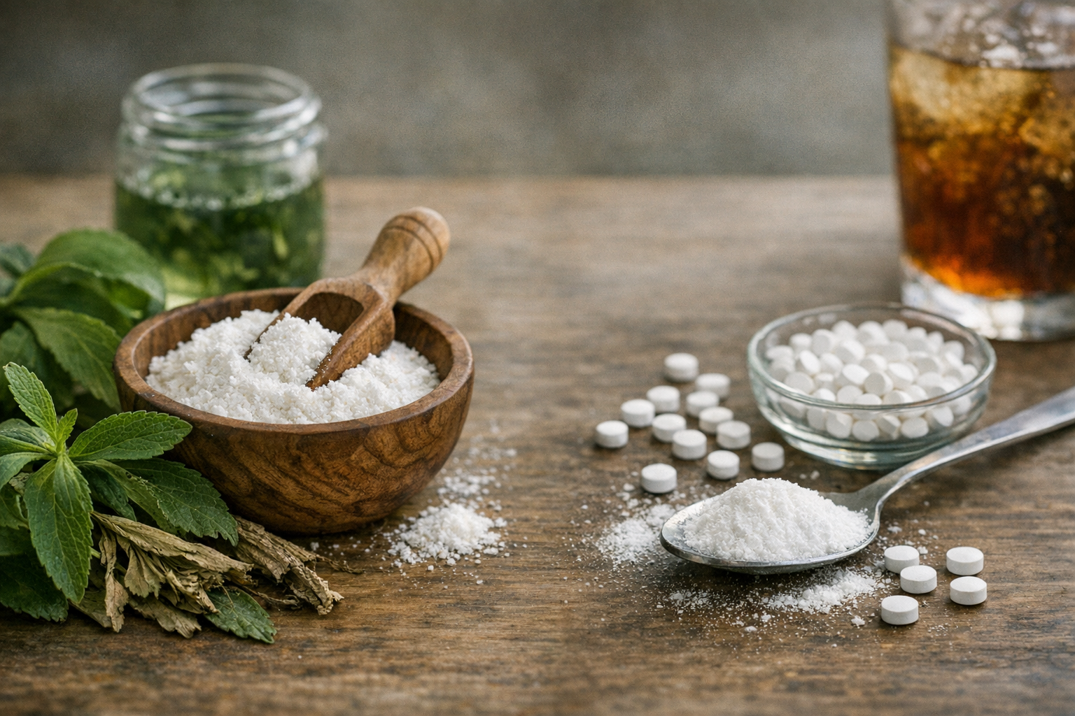 A comparison of Stevia and Aspartame sweeteners.