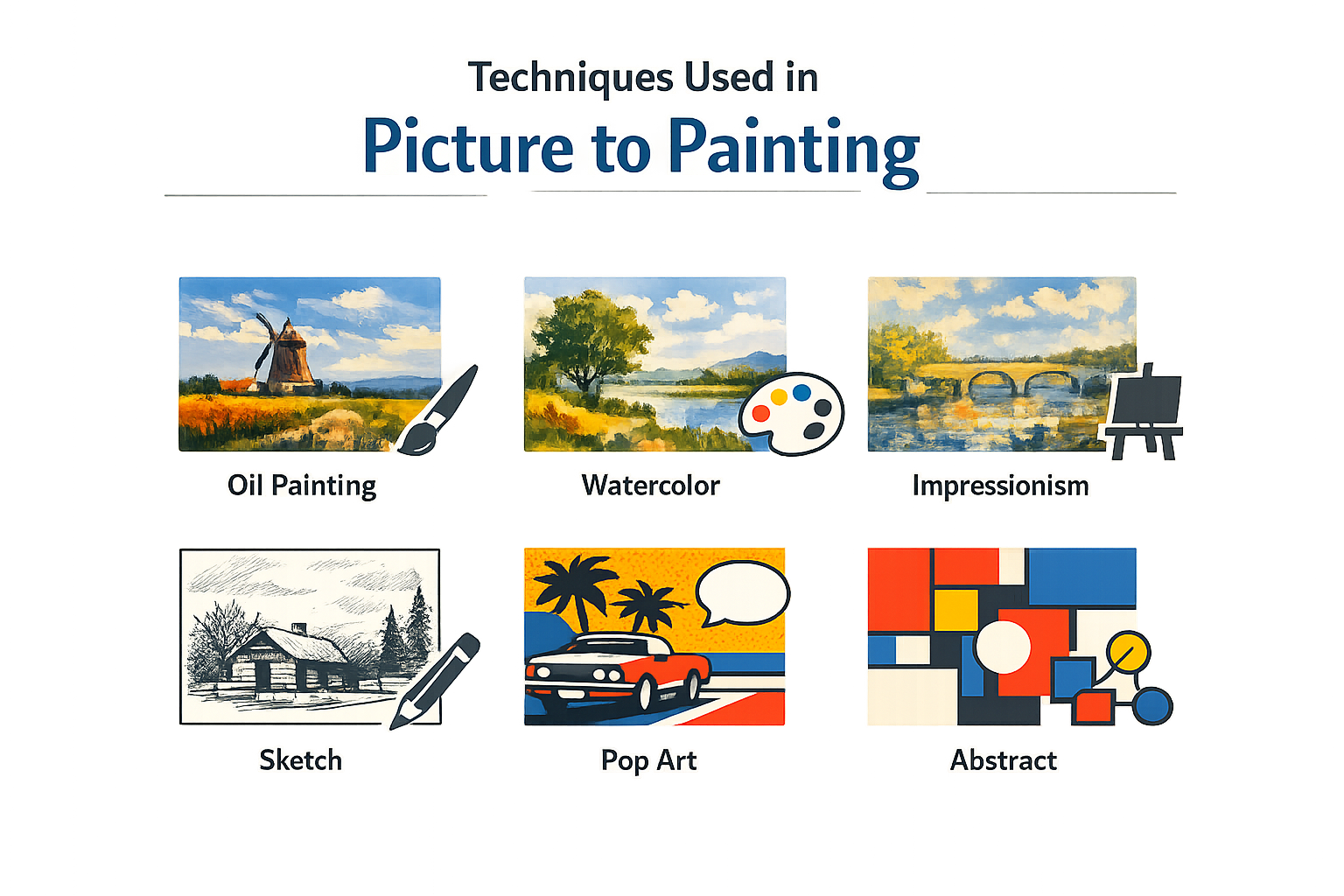Techniques used in picture to painting