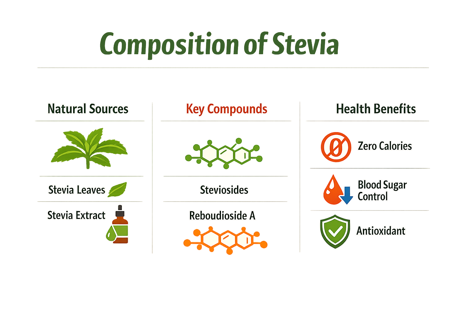 Composition of Stevia infographic