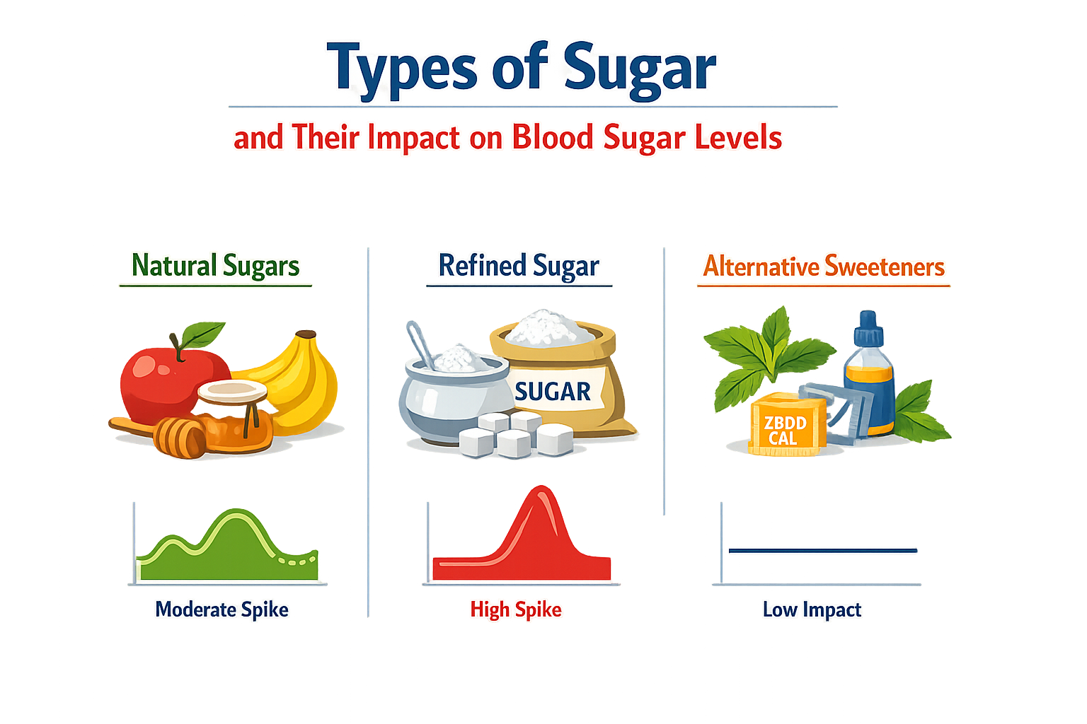 Types of sugar and their impact on blood sugar levels