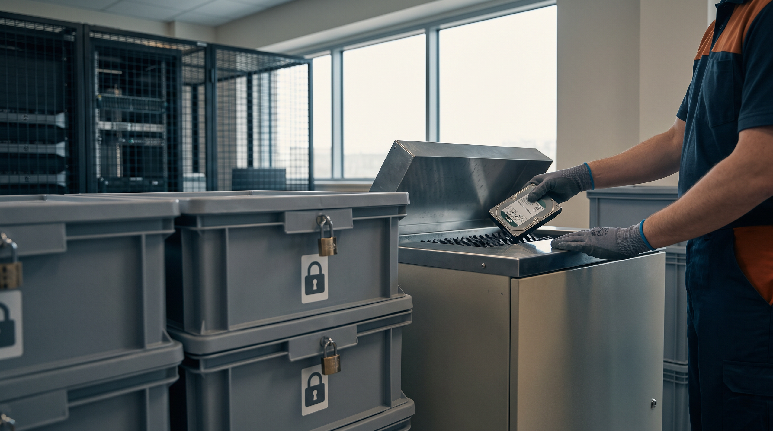 Hero image illustrating the IT asset disposal process with ISO 27001 standards