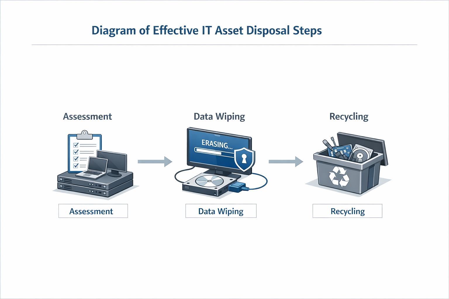 Diagram of effective IT asset disposal steps