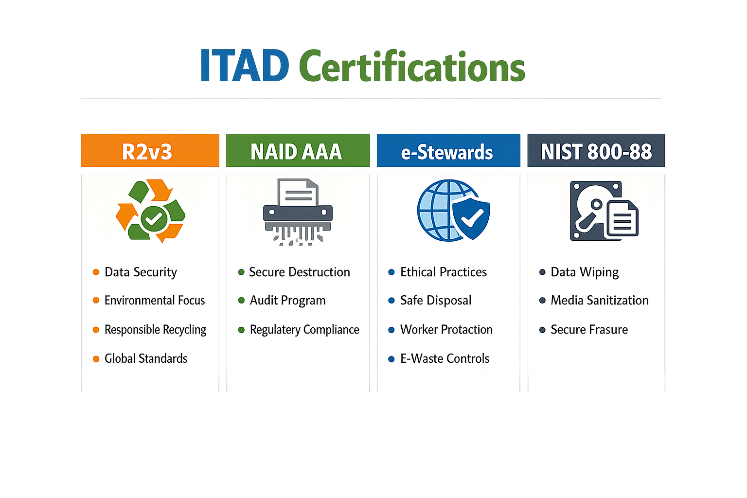 Infographic explaining ITAD certifications