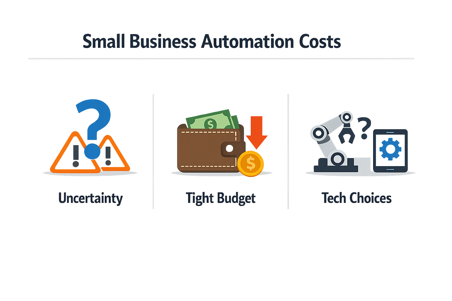 Infographic illustrating challenges in small business automation costs.
