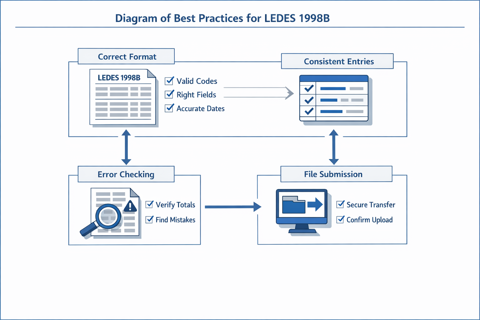Best practices and tips for successfully working with the LEDES 1998B file format to ensure accurate e-billing submissions
