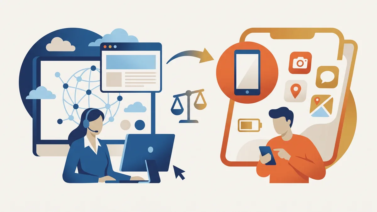 Hero image comparing web apps and mobile apps
