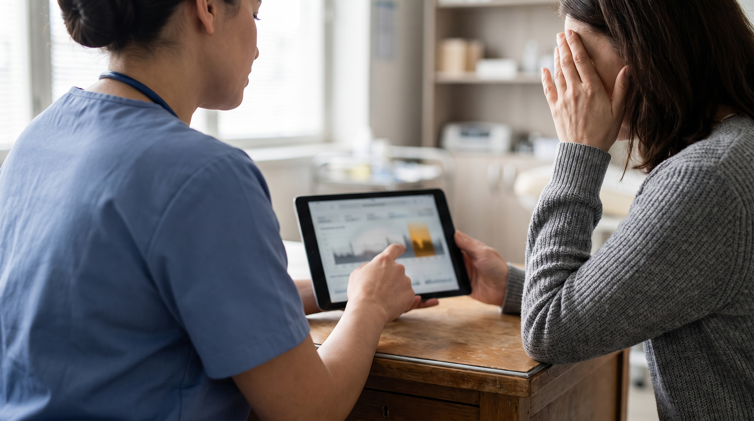 Healthcare professional explaining A1C levels to patient