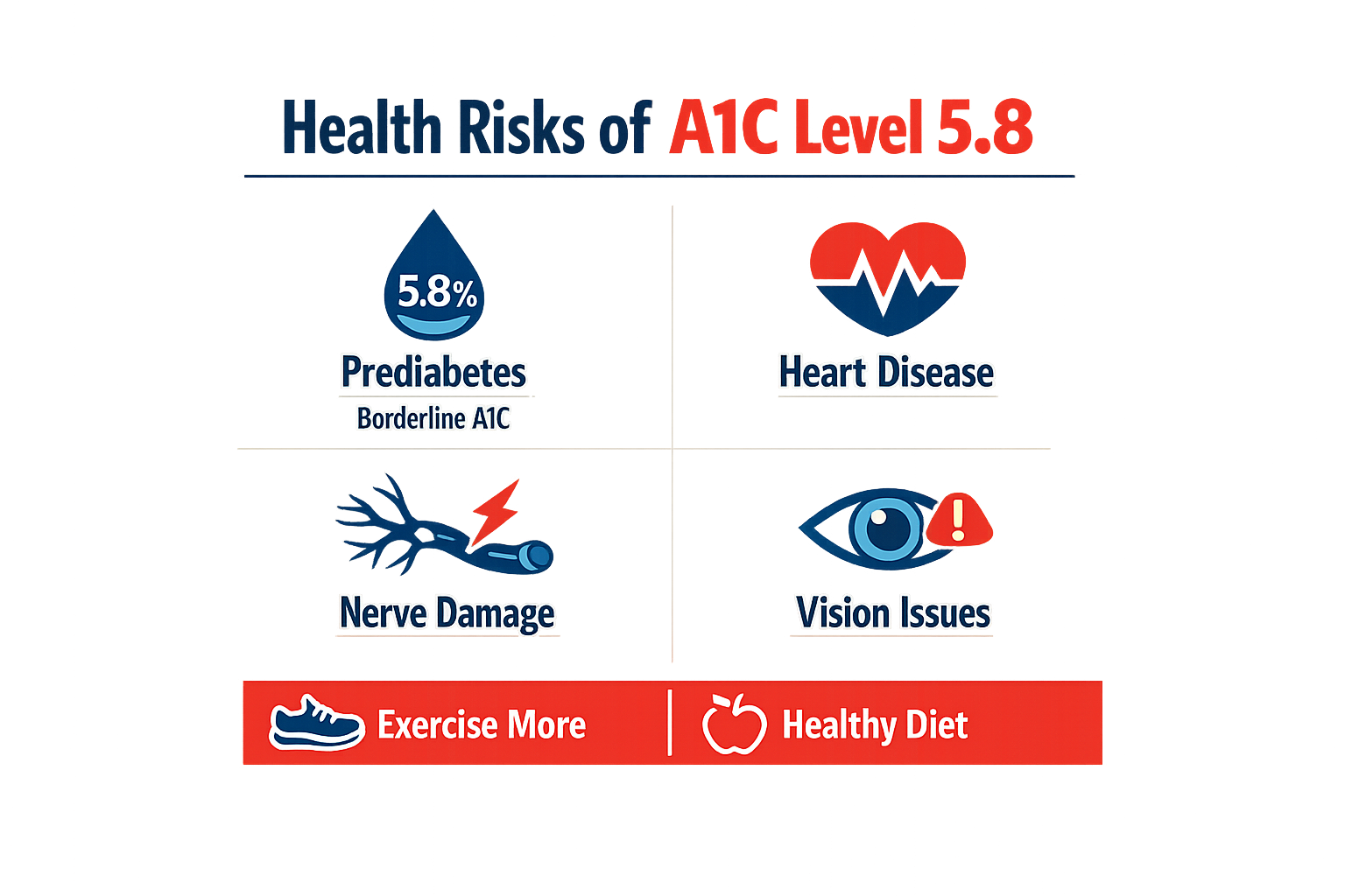 Infographic on health risks of A1C level 5.8.