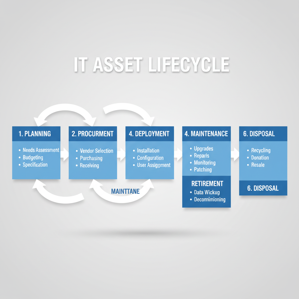 Flowchart of IT asset lifecycle stages.