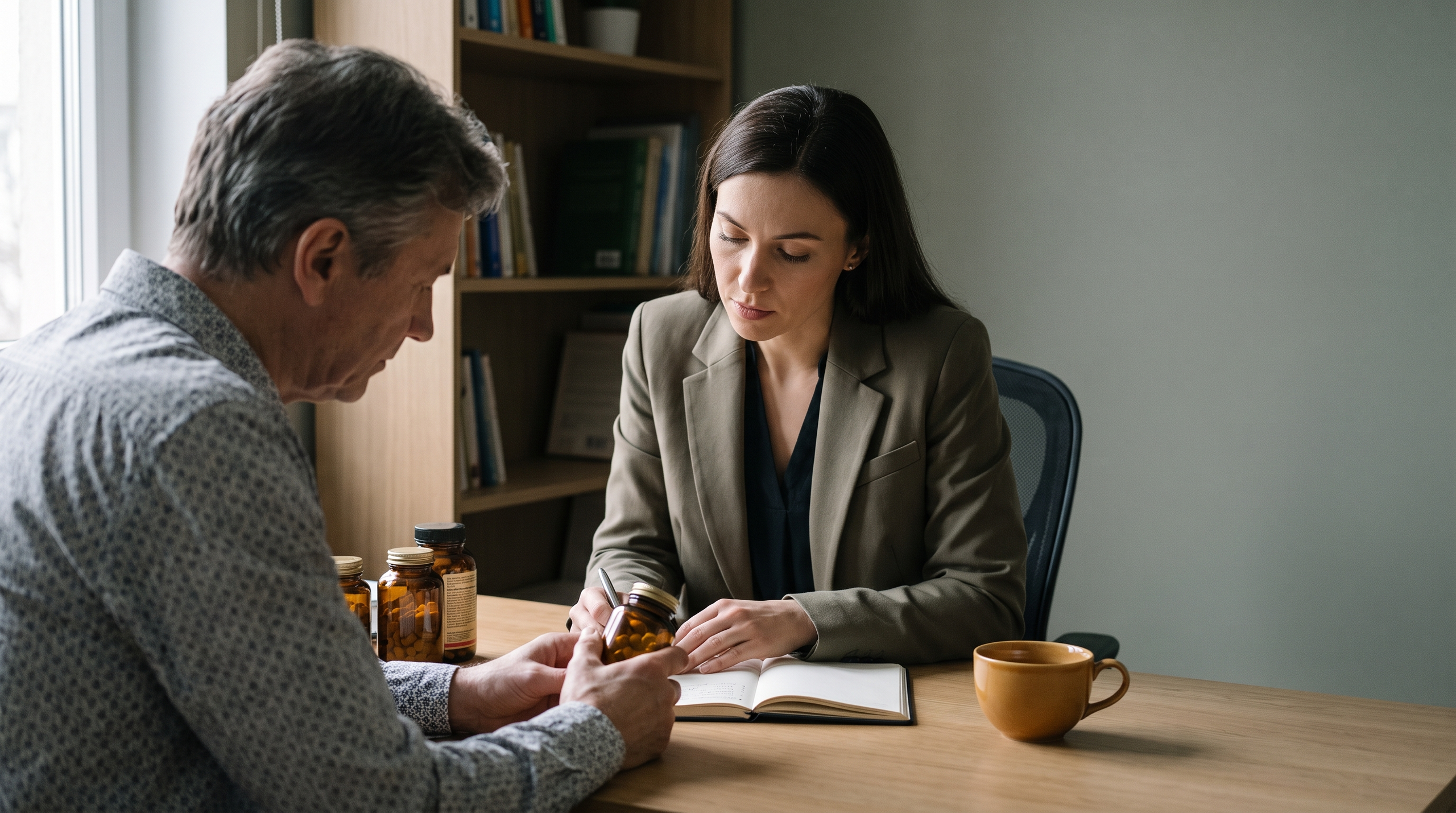 Healthcare professional discussing vitamins with diabetic patient