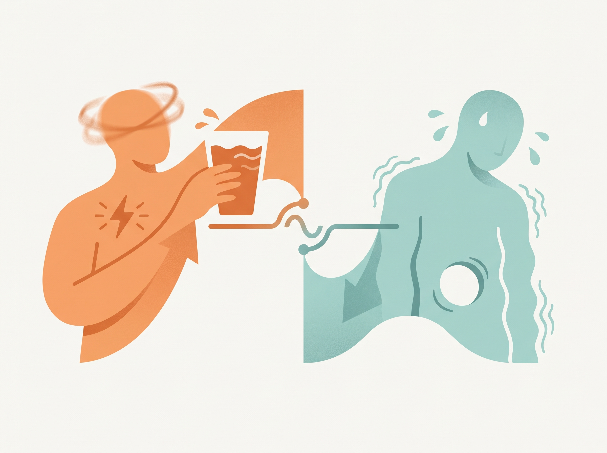 Illustration of symptoms related to abnormal blood sugar levels.