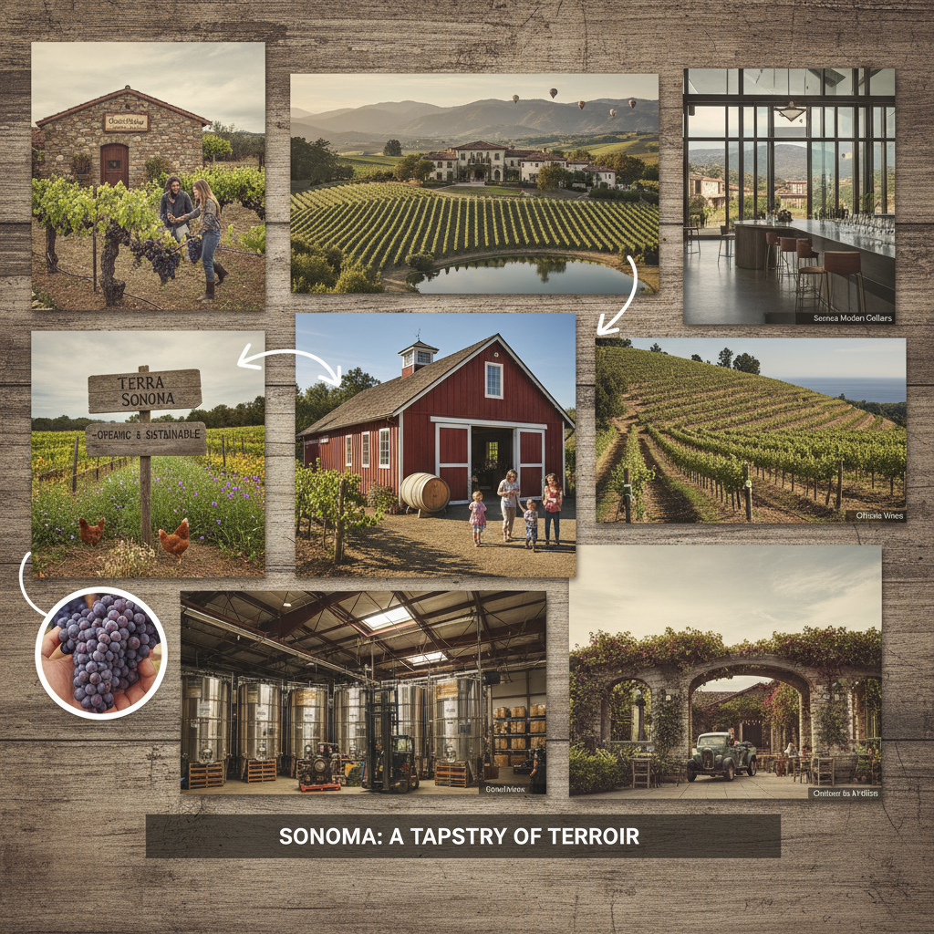 Diverse vineyard styles in Sonoma