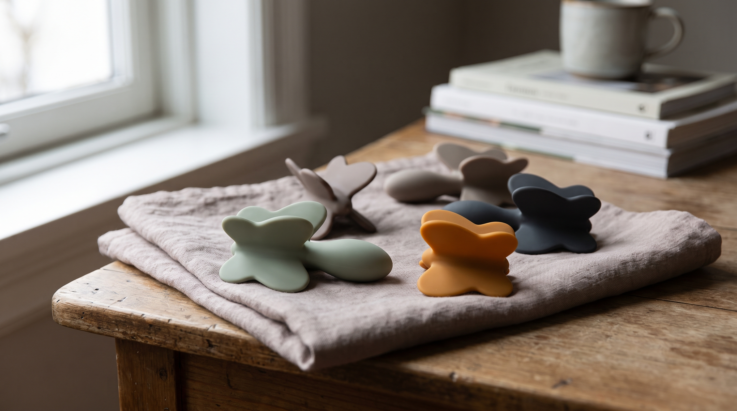 A collection of butterfly vibrators displayed attractively.