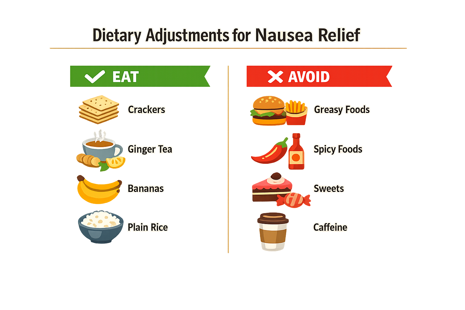 Infographic on dietary adjustments for nausea relief