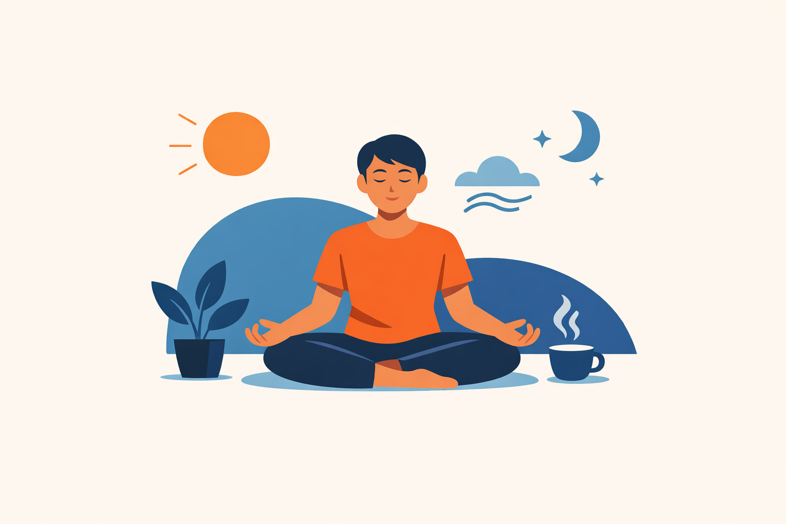 Illustration of relaxation techniques for managing nausea